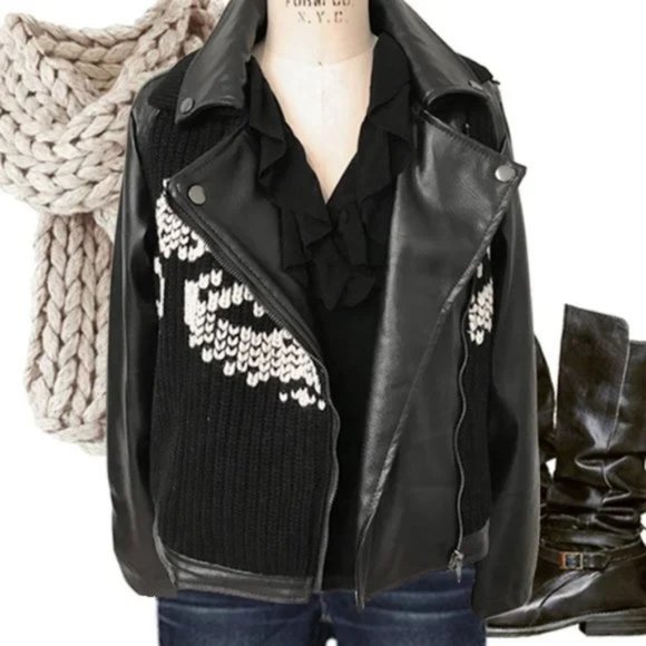 💥HOT ITEM💥 Anthropologie Ett:Twa Sweater Moto Jacket - Picture 13 of 14